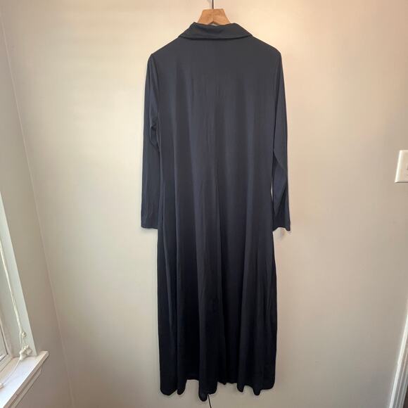 Shein Women's Half Zip Long Sleeve Collared Maxi Dress Navy Blue Size X-Large - Picture 5 of 6